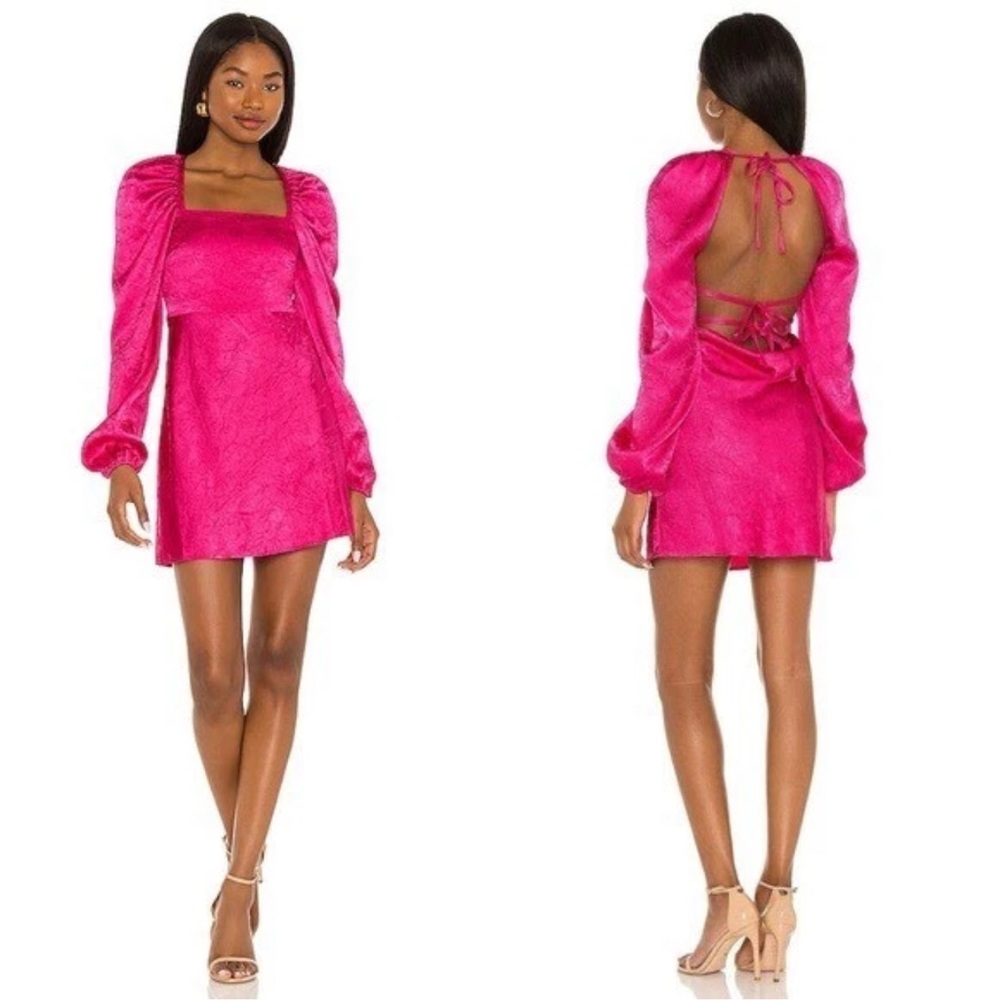 Lovers + Friends Azusa mini dress in berry pink satin crinkle fabric size small - Picture 11 of 12